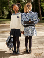 Cartable bleu marine imprimé fleuri Fille - 2