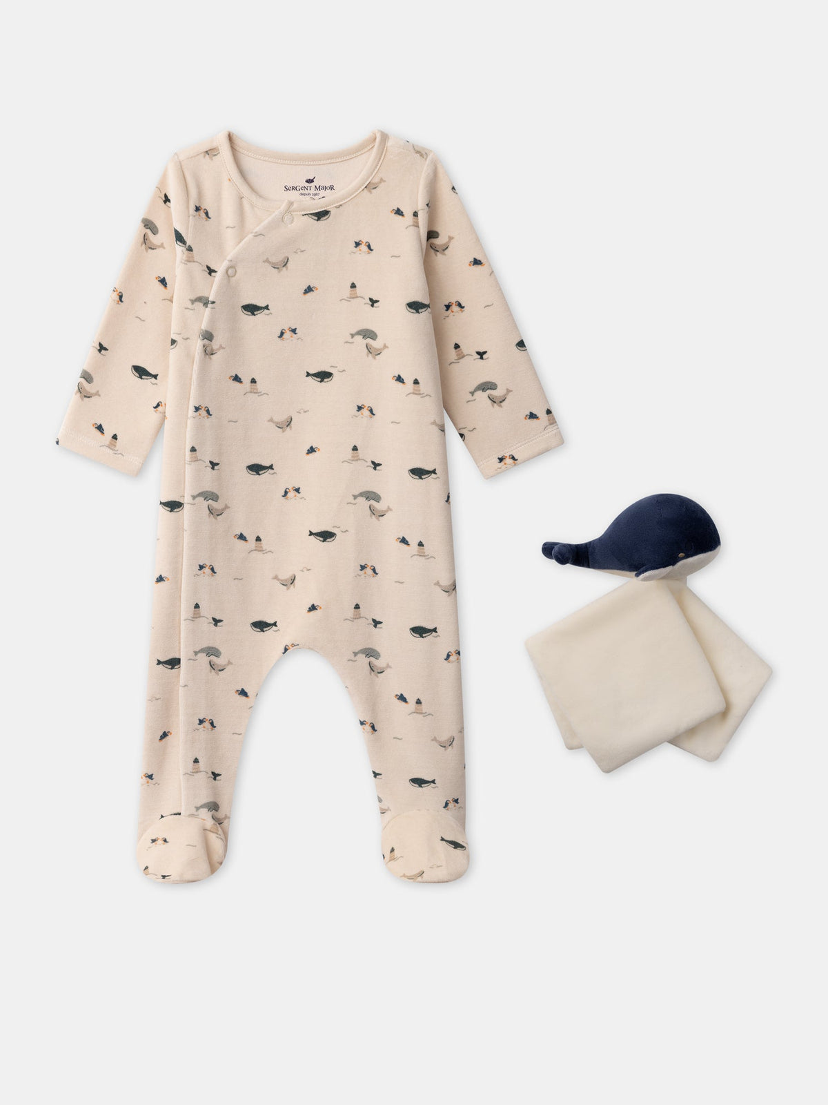 Dors-bien bleu baleines avec peluche Bébé Garçon - 1