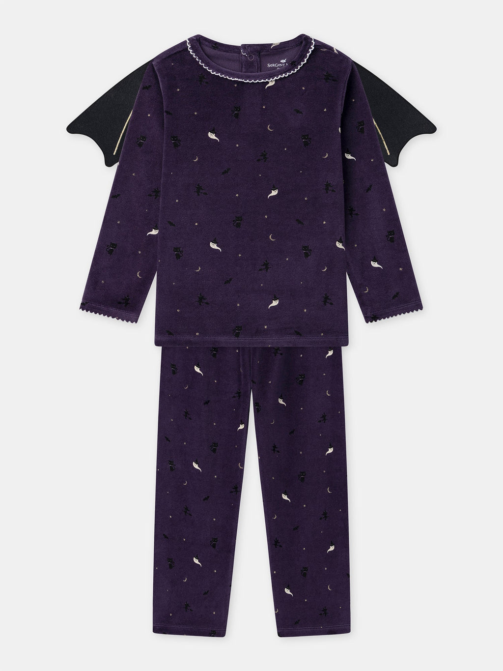 Pyjama d'Halloween violet + ailes de chauve-souris Fille - 1
