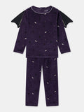 Pyjama d'Halloween violet + ailes de chauve-souris Fille - 1