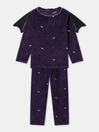 Pyjama d'Halloween violet + ailes de chauve-souris Fille - 1