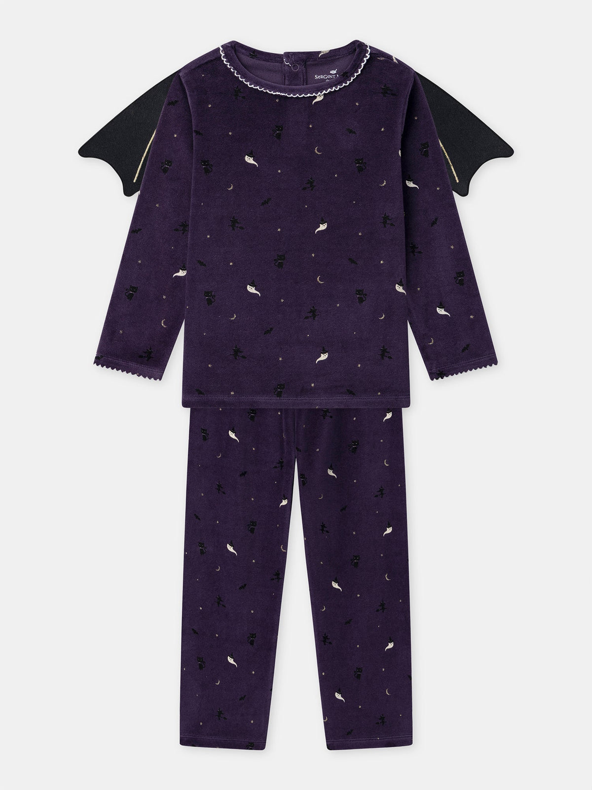 Pyjama d'Halloween violet + ailes de chauve-souris Fille - 1