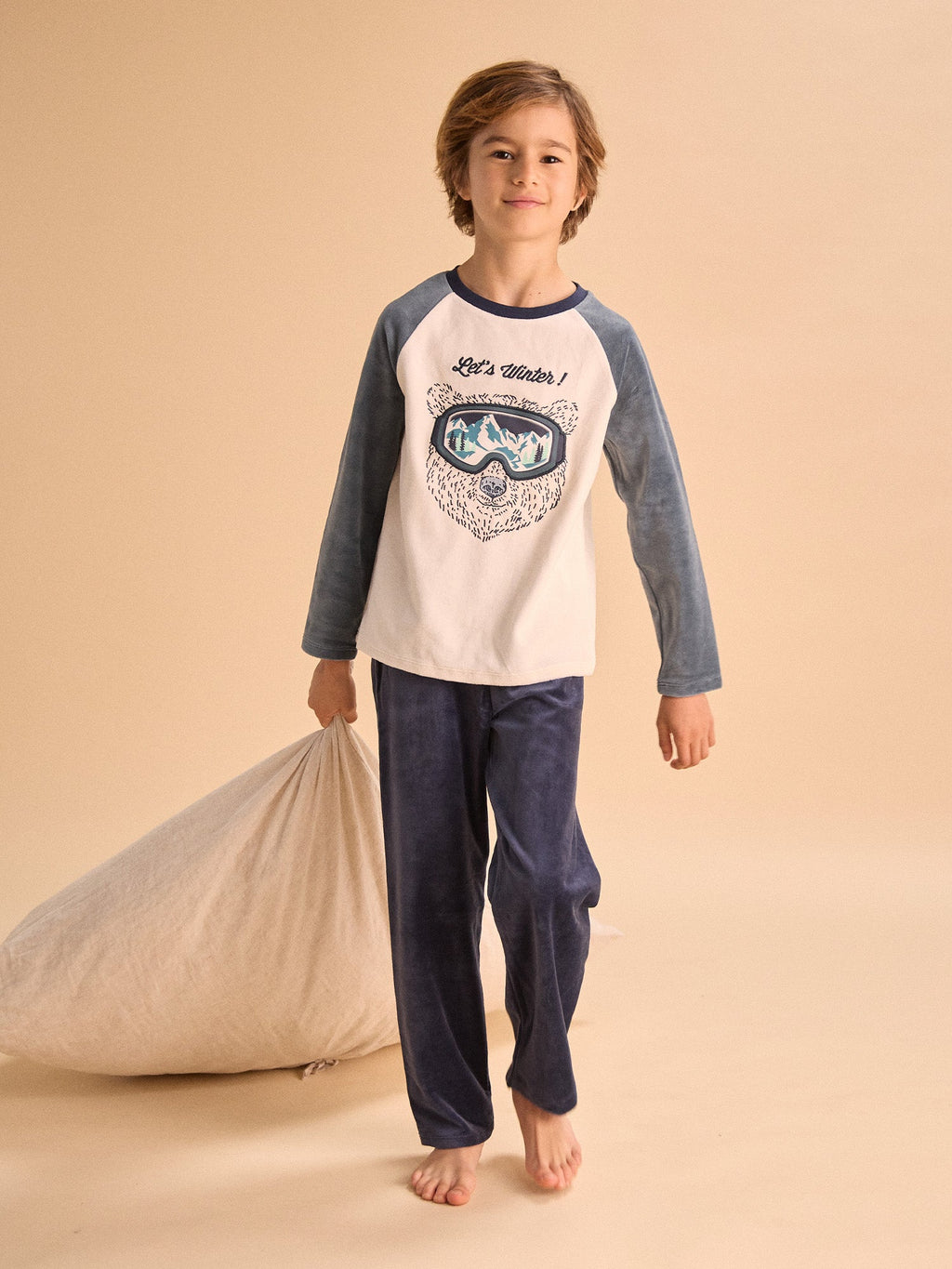 Pyjama écru et bleu marine ours Garçon - 2